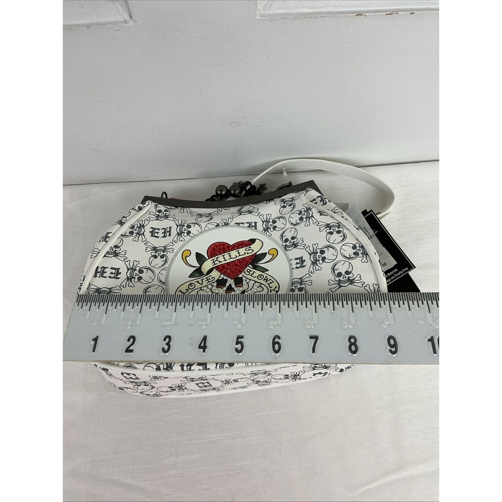 Ed Hardy "Love Kills Slowly" skull tattoo print shoulder bag Chain Strap NWT - Picture 6 of 9